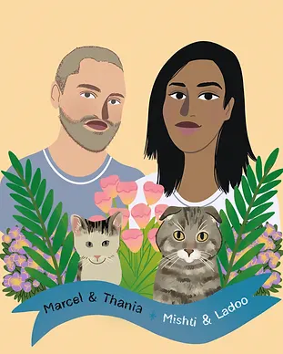 Marcel, Thania, Ladoo and Mishti.png